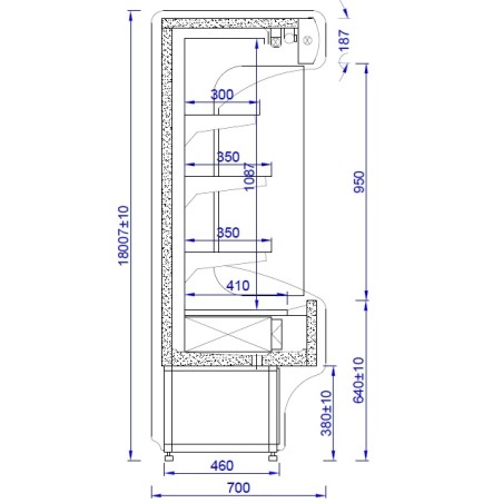 Šaldytuvas priesienio vitrina Mawi RCH 5M-1.5