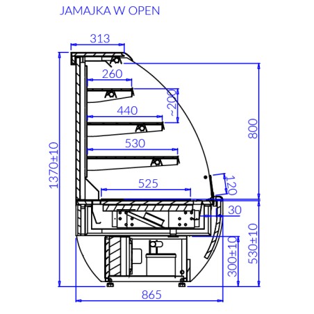 Šaldytuvas priesienio vitrina Igloo Jamajka 1.3 W OPEN mod/C