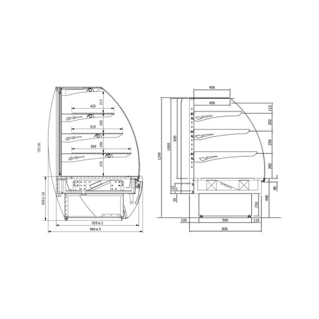 Šaldytuvas priesienio vitrina Igloo Kameleo 1.3 - MOD/A (be šoninių apdailos plokščių)
